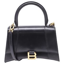 Balenciaga Hourglass Small Handtasche aus schwarzem Leder Schwarz