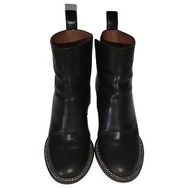 Givenchy Black Leather Chain Detail Ankle Boots Black