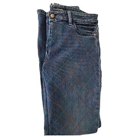 Vaqueros Chanel Acolchados Azul oscuro