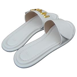 No 21 N° 21 Leather Logo Slides Sandals Eggshell