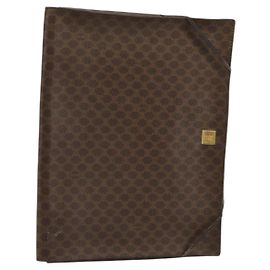 Céline Pochette CELINE Macadam Canvas PVC Cuir Marron Or Auth 177570 Marron Doré