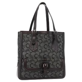 Céline Sac cabas CELINE C Sulky en toile Gris Argent Auth ka4159 Marron Argenté