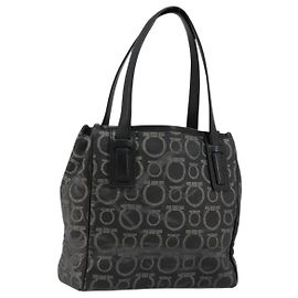 Borsa Salvatore Ferragamo Gancini in PVC e pelle nera argento Auth BA12370 Nero Argento