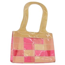 CHANEL Choco Bar Tote Bag Vinyl Beige CC Auth 178201 Beige