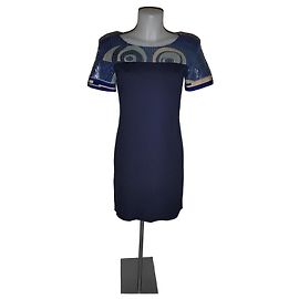 Emilio Pucci Marineblaues Pailletten-Midikleid Marineblau