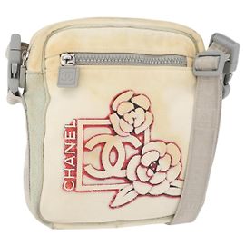 Borsa a tracolla CHANEL Sports Line Nylon Bianco Argento CC Auth bs34864 Argento Bianco