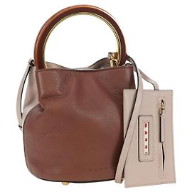 Autre Marque Bolsa de mão MARNI Panniers de couro 2way Bege Dourado Auth 178605V Bege Dourado
