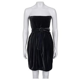 Vestido sem mangas ajustado em veludo preto Saint Laurent 38/M usado Outro