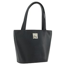 Céline Borsa CELINE in pelle nera argento Auth 178117A Nero Argento
