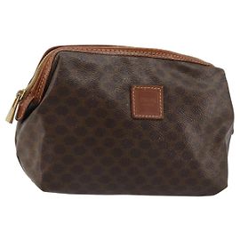Céline Pochette CELINE Macadam Canvas PVC Pelle Marrone Oro Auth 177896 Marrone D'oro
