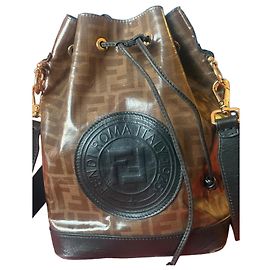 Borsa a secchiello Fendi Mon Tresor monogramma FF Marrone