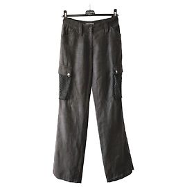 Dolce & Gabbana Black Linen Blend Cargo Pants Black
