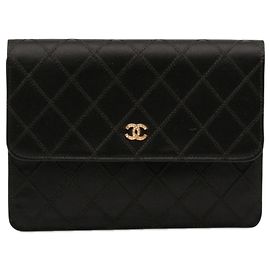 Clutch Chanel Black CC Satin Diamond Stitch Nero