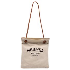 Hermès Beige Toile Aline Grooming Bag MM Beige