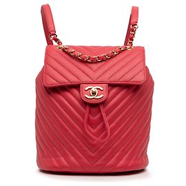Chanel Red Small Chevron Calfskin Urban Spirit Backpack Red