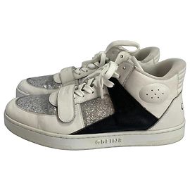 Céline Celine Leder-Sneaker Weiß/Silber Weiß