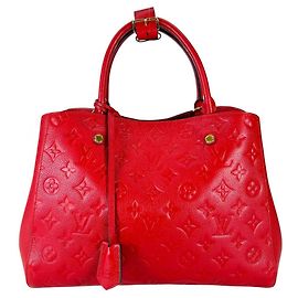Louis Vuitton Cerise Montaigne MM Handbag Red