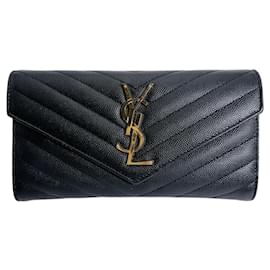 Yves Saint Laurent Cassandra Long Wallet Black