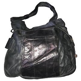 See by Chloé Black Leather Python Detail Hobo Bag Black