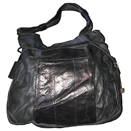 See by Chloé Bolsa Hobo Couro Preto Python Preto
