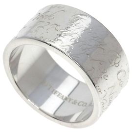Tiffany & Co. Notes Wide Silver Band Ring Silvery
