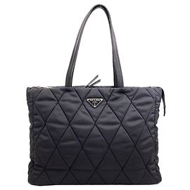 Sac cabas matelassé Prada Noir