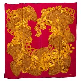 Sciarpa in seta Chanel Camellia Coco Mark Rosa D'oro