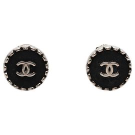 Orecchini vintage Chanel Coco Mark Nero Argento
