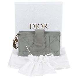 Dior Carteira sanfonada com bolso para mulher Cinza