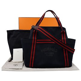 Hermès Sac de pansage Grooming Tote Shoulder Bag Bleu