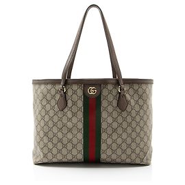 Cabas large Gucci GG Supreme Ophidia Marron Beige