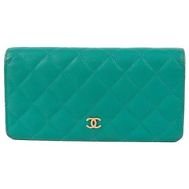 Chanel Caviar Timeless Classic Flap Long Wallet Blue