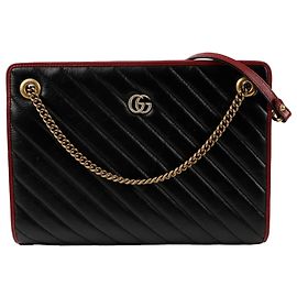 Gucci Bolsa de Alça de Corrente Gg Marmont Preto
