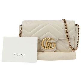 Gucci Bolsa transversal Gg Marmont Super Mini com corrente Branco