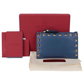 Tarjetero Valentino Garavani Rockstud Azul Piel Azul