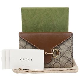 Gucci Horsebit Card Case Wallet Brown