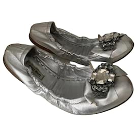 Miu Miu Ballettschuhe Silber