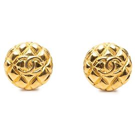 Chanel Coco Mark Matelassé runde Ohrringe Golden
