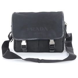 Borsa a tracolla in nylon Tessuto e pelle Saffiano Prada Nero