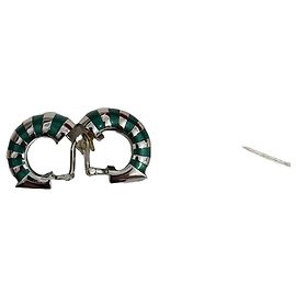 Salvatore Ferragamo Orecchini Ferragamo nuovi, argento e verde, Argento Verde