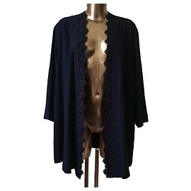 Elena Miró Marineblauer Cardigan mit Spitzenbesatz Dunkelblau