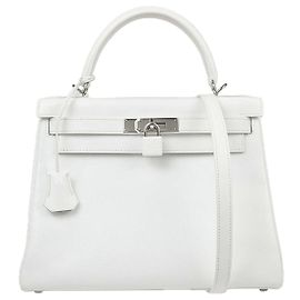 Hermès Hermes Kelly White Epsom with Palladium Hardware 28 Branco