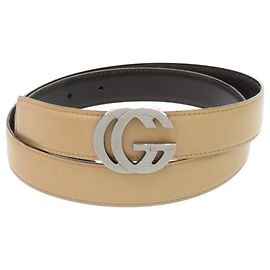 Gucci Interlocking G Ledergürtel Beige Braun Beige