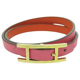 Hermès Hermes Be Api Double Tour Armband Pink Golden Orange