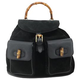 Gucci Vintage Bamboo Suede Medium Black