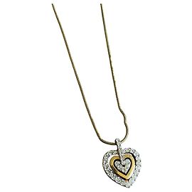 Swarovski Colar com Pingente de Coração Duplo Prata Dourado