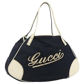 GUCCI Tote Bag Canvas Gold Navy 169949 Auth bs34912 Golden Marineblau