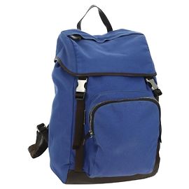 PRADA Rucksack Canvas Blau Silber Auth 176786 Silber Blau