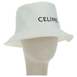 Céline Sombrero Bucket CELINE de algodón L blanco Auth 175079M Blanco
