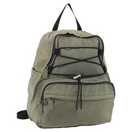 Mochila PRADA Nylon Khaki Silver Auth ka4156 Prata Caqui